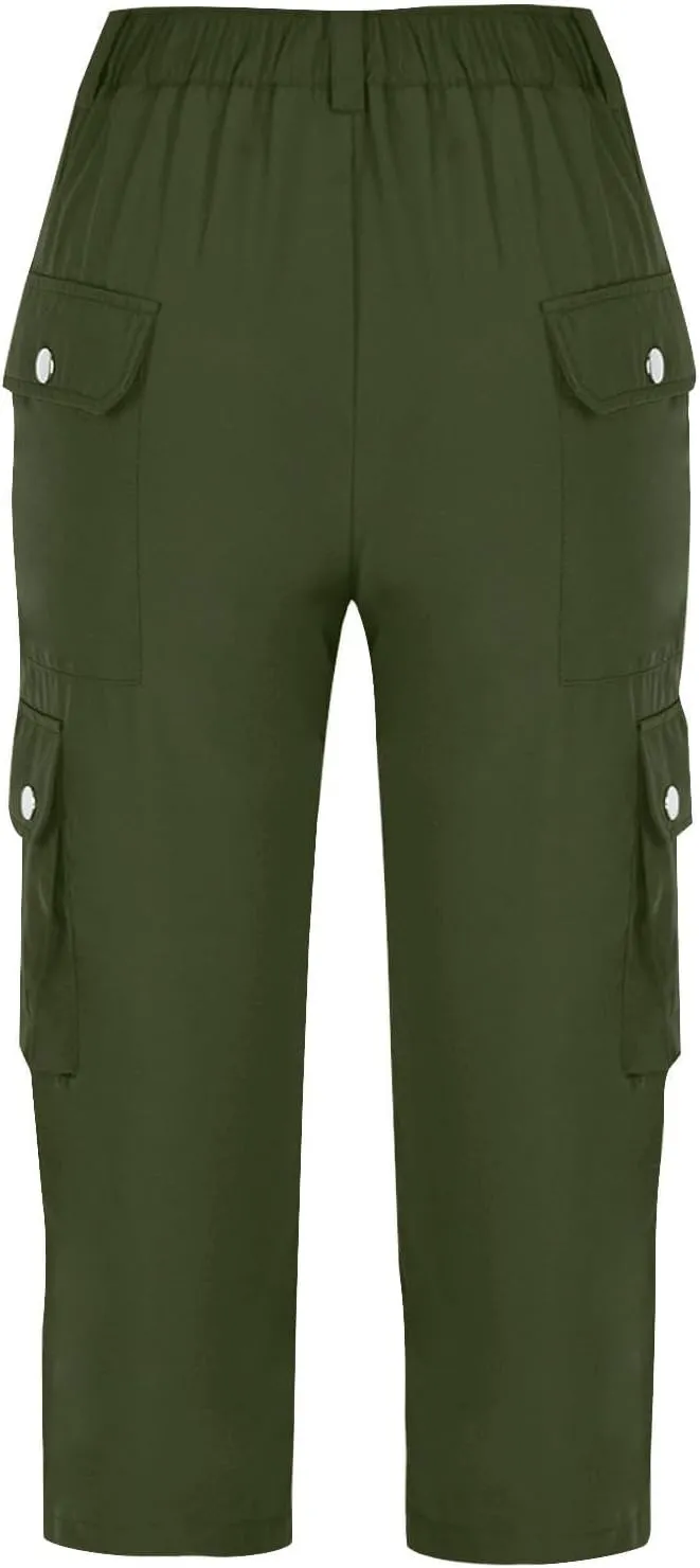 Cargo Capris for Women Lightweight Quick Dry Travel Hiking Summer Pants Baggy Cropped Trousers