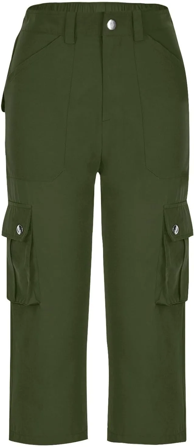 Cargo Capris for Women Lightweight Quick Dry Travel Hiking Summer Pants Baggy Cropped Trousers