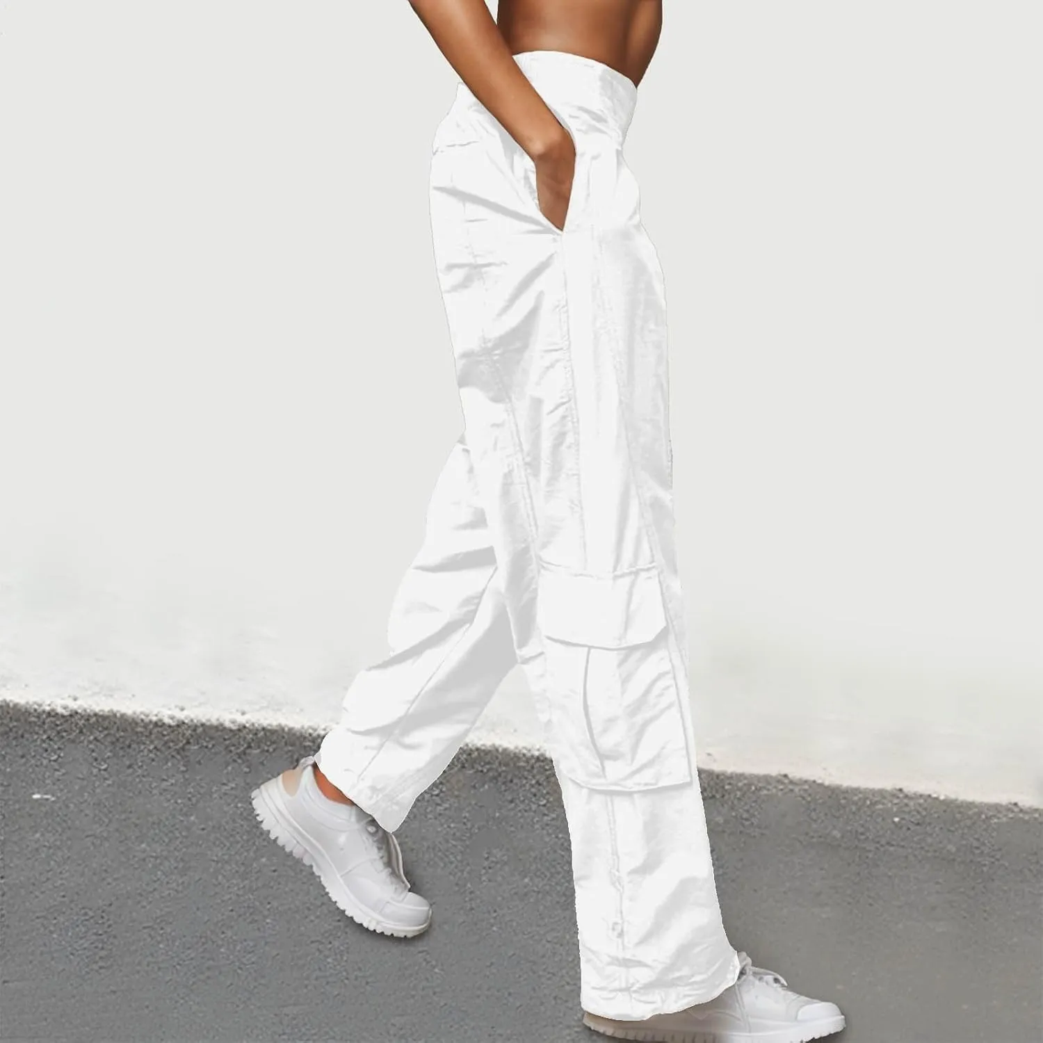 Cargo Pants for Women Straight Leg Baggy Sweatpants Workout Trousers with Pockets Low-Rise Pants