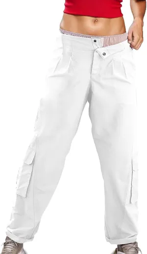 Cargo Pants for Women Straight Leg Baggy Sweatpants Workout Trousers with Pockets Low-Rise Pants