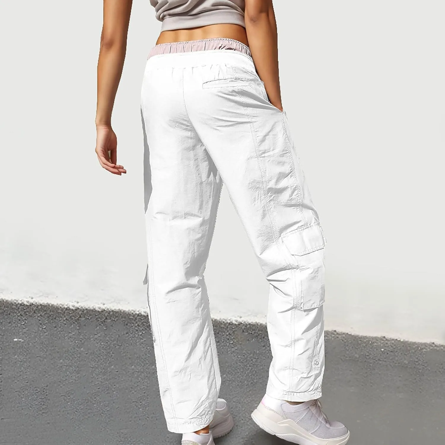 Cargo Pants for Women Straight Leg Baggy Sweatpants Workout Trousers with Pockets Low-Rise Pants
