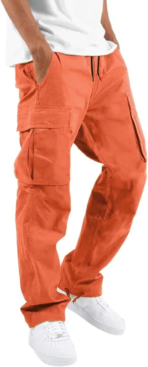 Cargo Sweatpants for Men Baggy Open Bottom Loose Pants Straight Leg Athletic Work Pants Hiking Streetwear Joggers