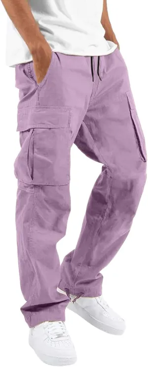 Cargo Sweatpants for Men Baggy Open Bottom Loose Pants Straight Leg Athletic Work Pants Hiking Streetwear Joggers