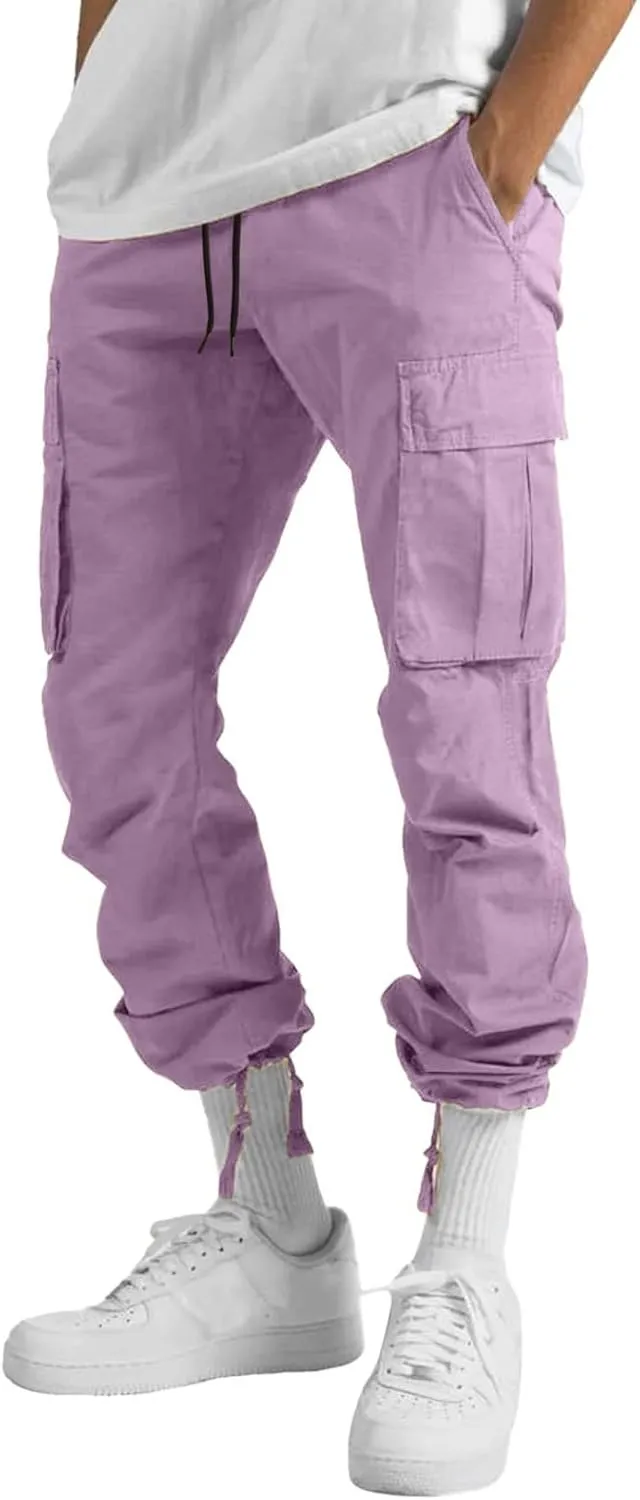 Cargo Sweatpants for Men Baggy Open Bottom Loose Pants Straight Leg Athletic Work Pants Hiking Streetwear Joggers