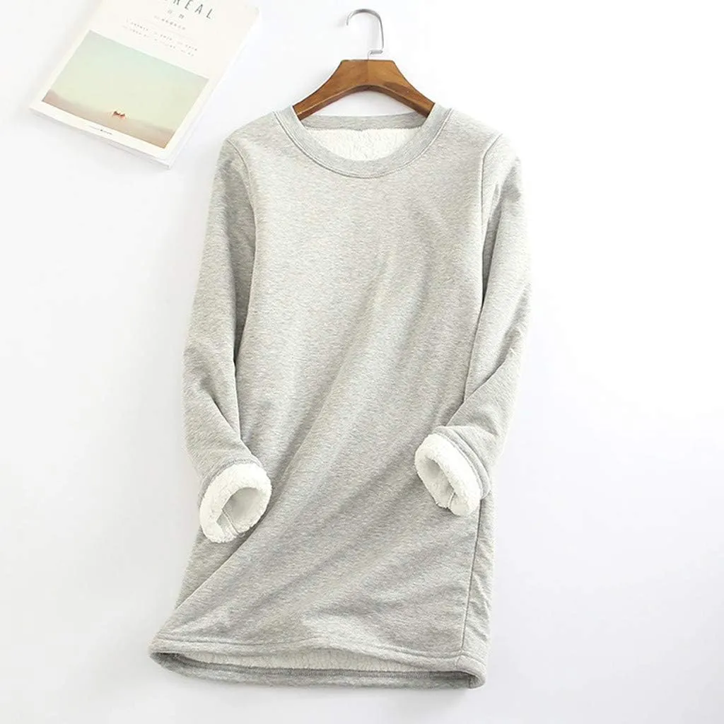Ceboyel Womens Sherpa Lined Sweatshirt Pullover Fleece Warm Loungewear Sweater Fuzzy Pajama Tops Cute Winter Clothes 2023