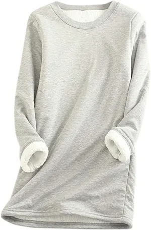 Ceboyel Womens Sherpa Lined Sweatshirt Pullover Fleece Warm Loungewear Sweater Fuzzy Pajama Tops Cute Winter Clothes 2023