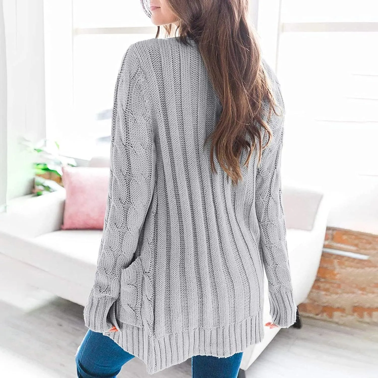 ChicCrate Women's Soft Knit Cardigan Sweater 2025 Fall Winter Trendy Clothes Long Sleeve Loose Outerwear Coats