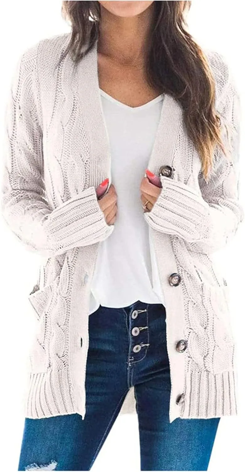ChicCrate Women's Soft Knit Cardigan Sweater 2025 Fall Winter Trendy Clothes Long Sleeve Loose Outerwear Coats