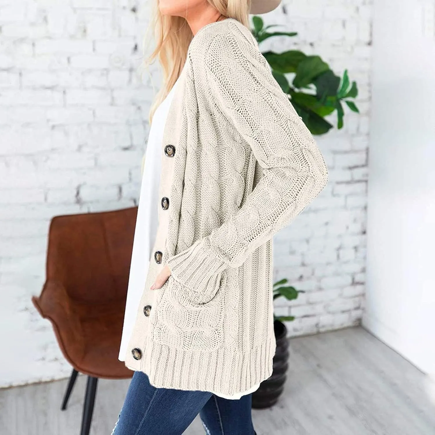 ChicCrate Women's Soft Knit Cardigan Sweater 2025 Fall Winter Trendy Clothes Long Sleeve Loose Outerwear Coats