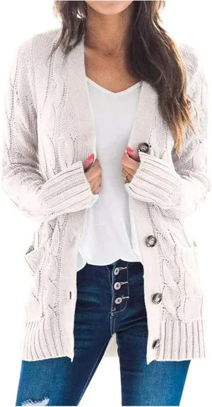ChicCrate Women's Soft Knit Cardigan Sweater 2025 Fall Winter Trendy Clothes Long Sleeve Loose Outerwear Coats
