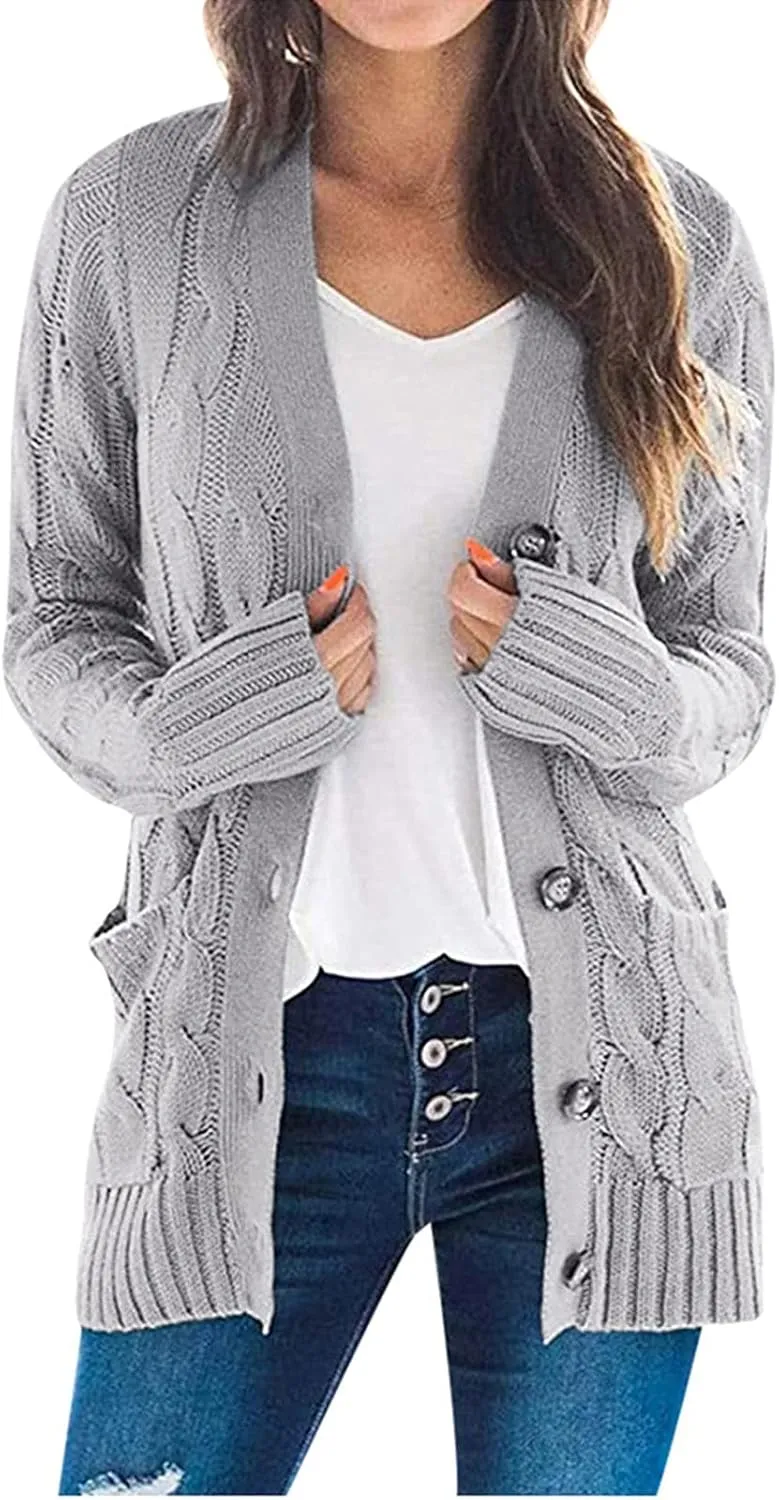 ChicCrate Women's Soft Knit Cardigan Sweater 2025 Fall Winter Trendy Clothes Long Sleeve Loose Outerwear Coats