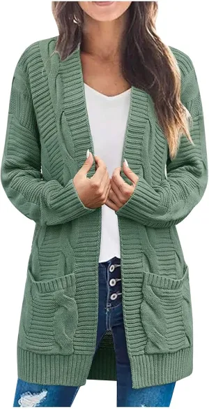 ChicCrate Women's Soft Knit Cardigan Sweater 2025 Fall Winter Trendy Clothes Long Sleeve Loose Outerwear Coats