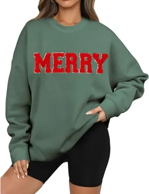Christmas Sweatshirts for Women Merry Christmas Oversized Hoodies Fleece Hooded Pullover Xmas Holiday Tops Y2K Clothes