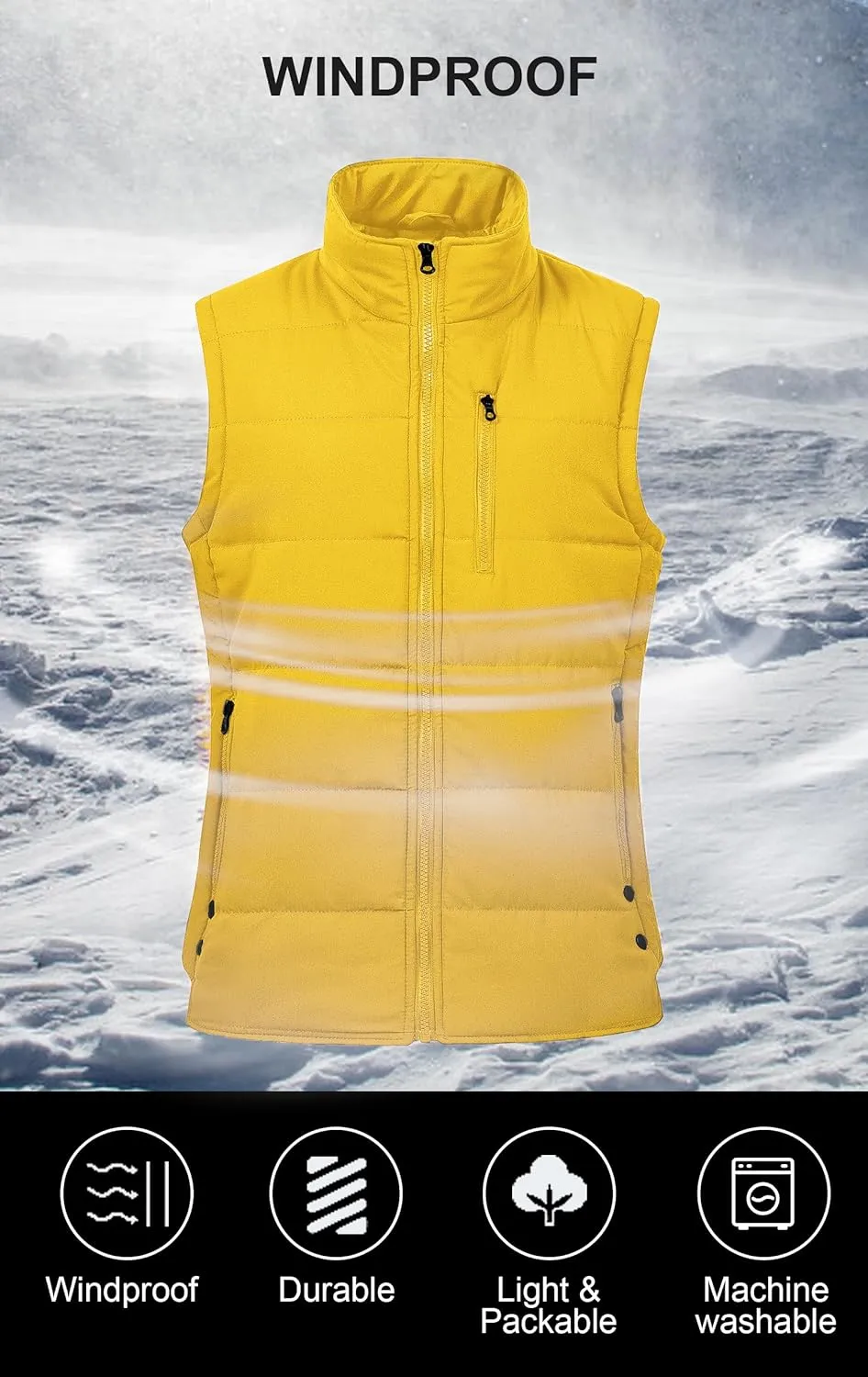 Chrisuno Women's Winter Vests Outerwear Lightweight Quilted Puffer Utility Vest