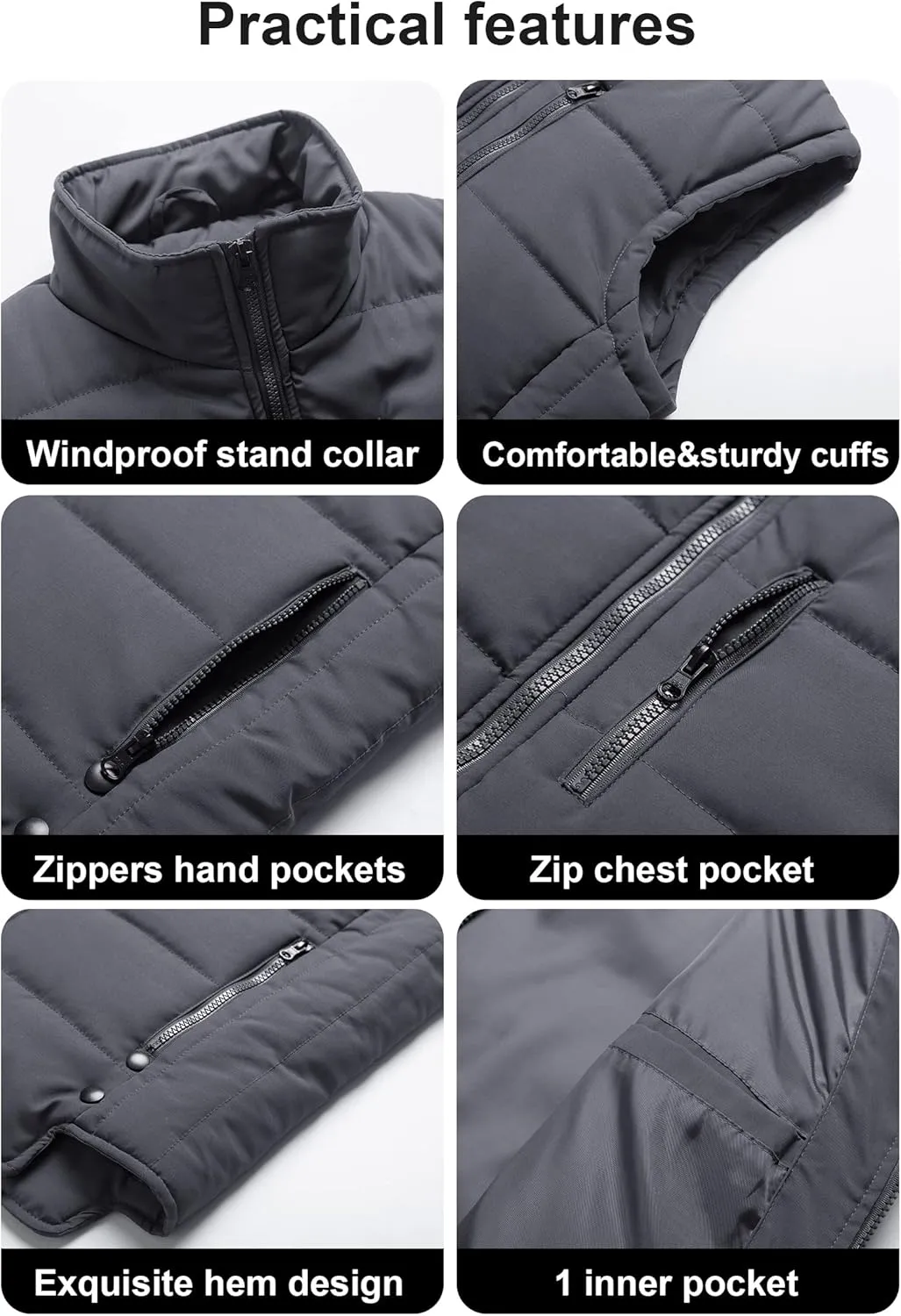 Chrisuno Women's Winter Vests Outerwear Lightweight Quilted Puffer Utility Vest