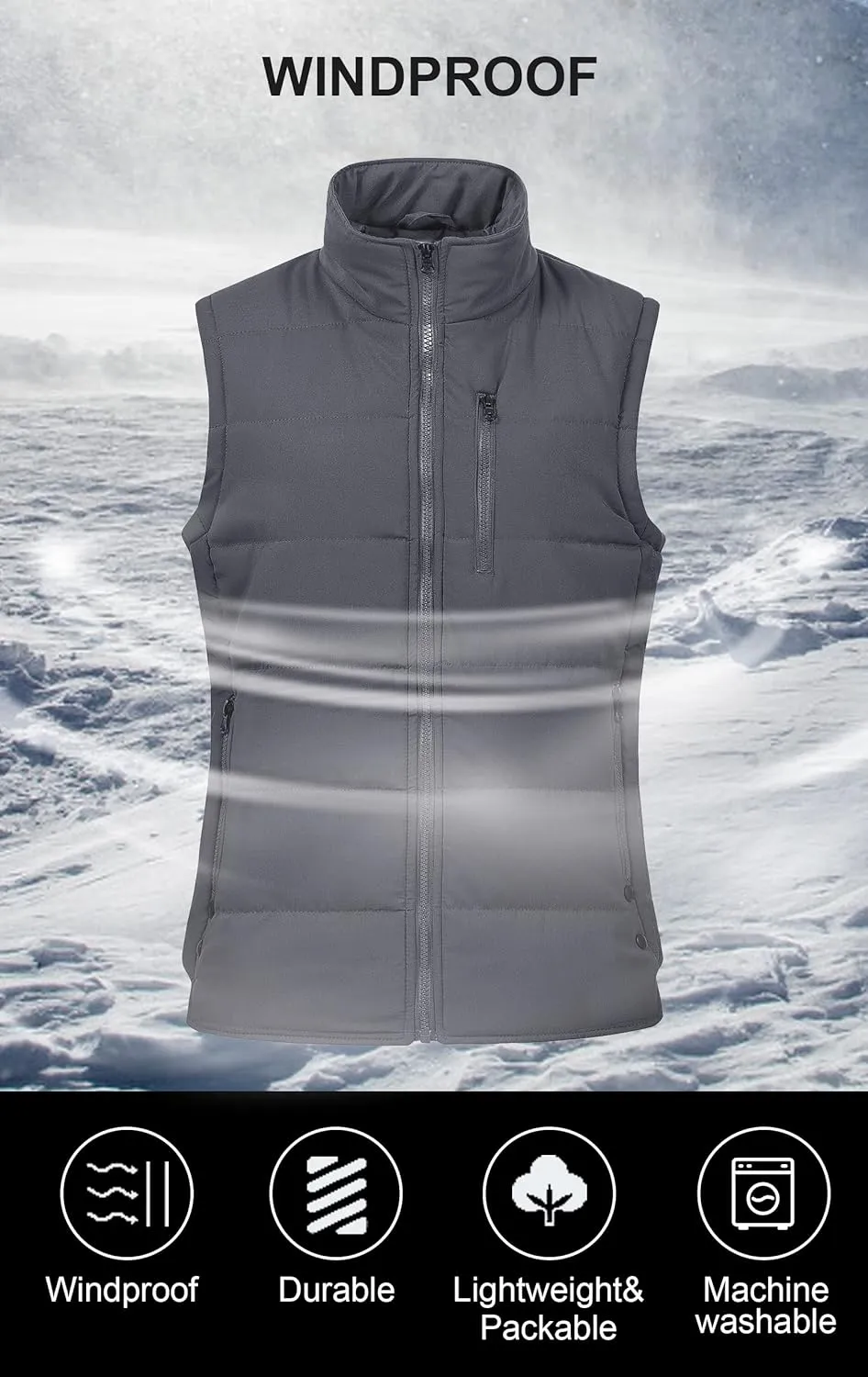Chrisuno Women's Winter Vests Outerwear Lightweight Quilted Puffer Utility Vest