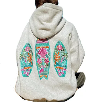 cochineal Preppy Embroidery Floral Hoodie for Teen Girl Women Oversized Hooded Sweatshirt Y2k Vintage Graphic Pullover Top