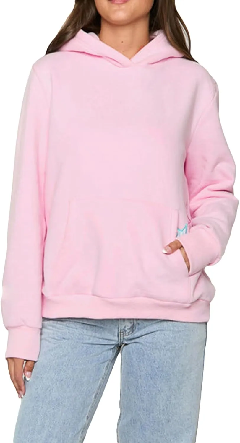 cochineal Preppy Embroidery Hoodie for Teen Girls Cute Graphic Oversized Hooded Sweatshirt Y2k Aesthetic Bow Pullover Shirt