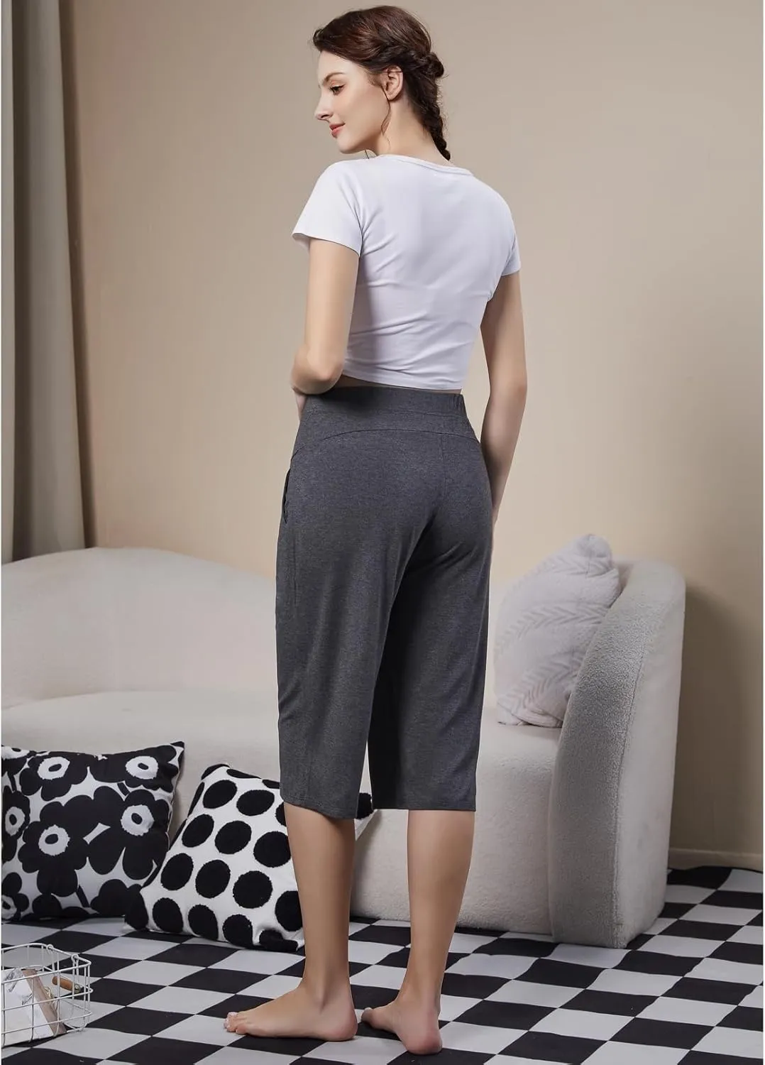 COLOMI Maternity Shorts for Women Maternity Capris Yoga Pregnancy Pants Soft Joggers Lounge Trousers Women Pajama Bottoms