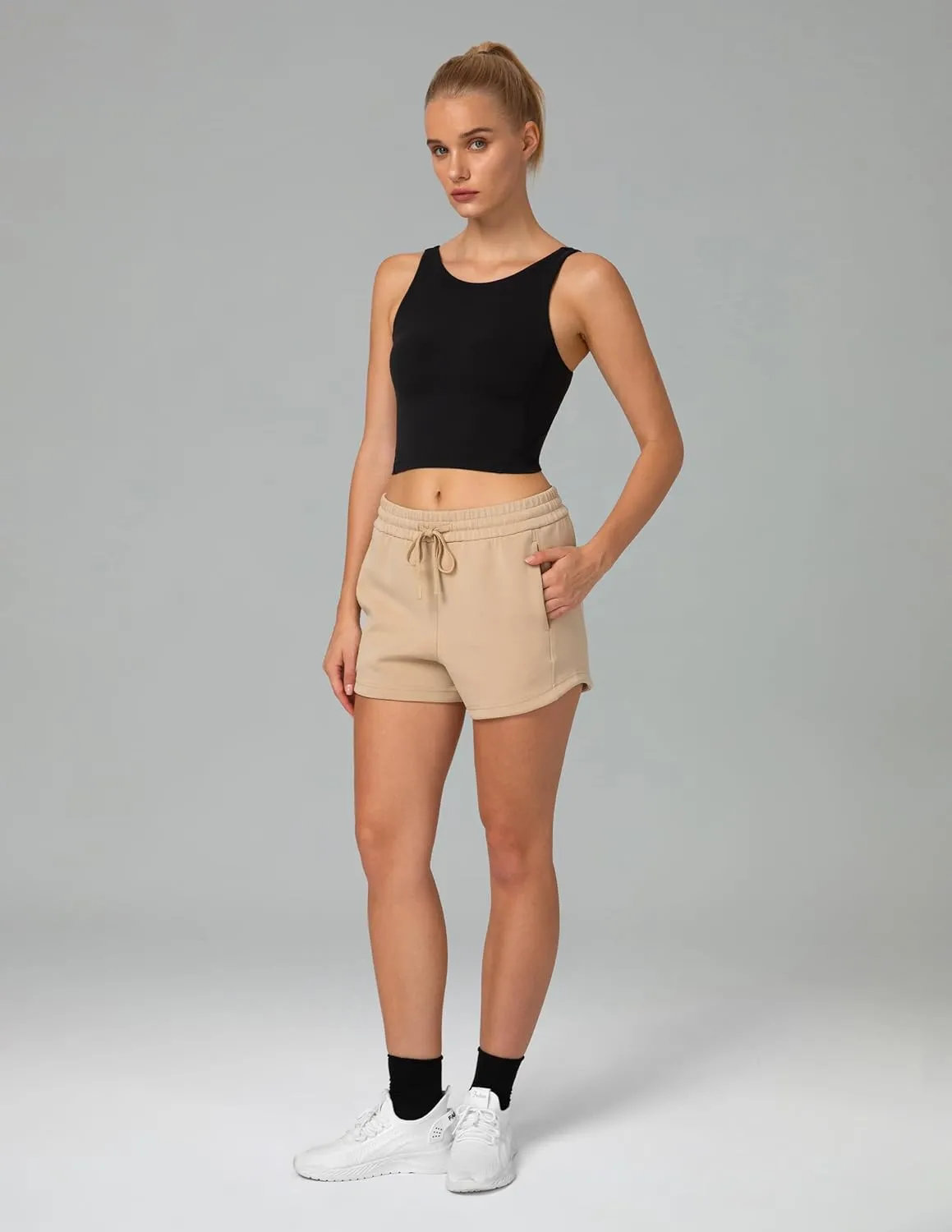 Colorfulkoala Modal Women's High Waisted Sweat 4'' Shorts with Pockets