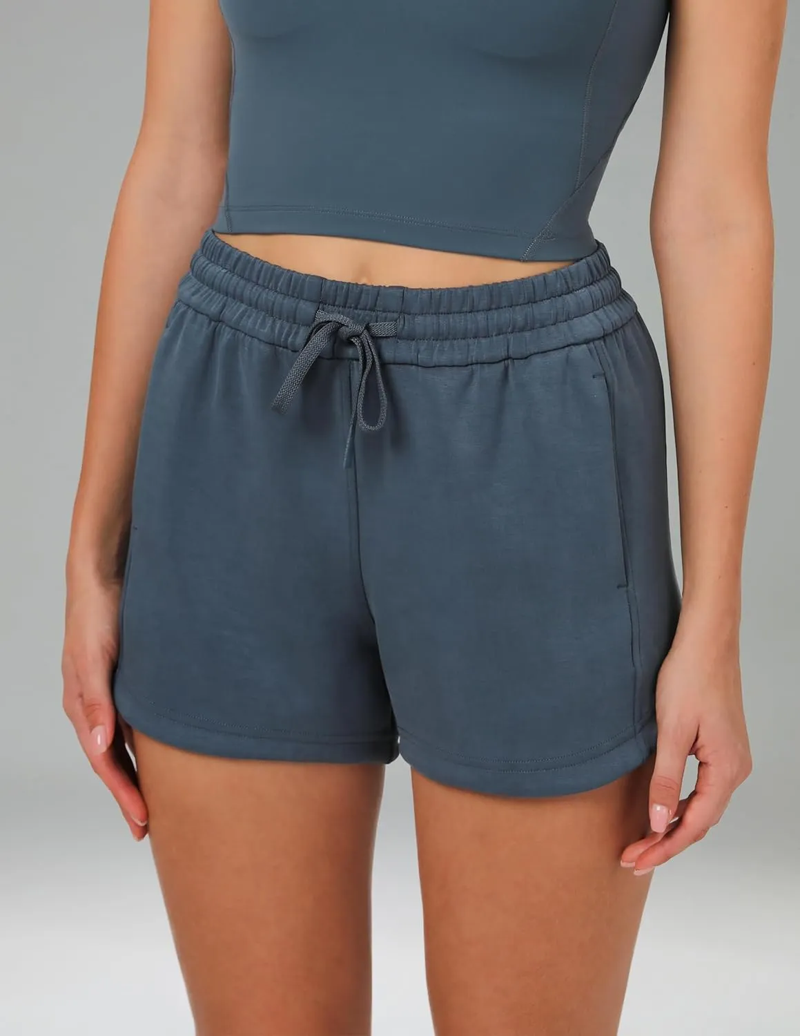 Colorfulkoala Modal Women's High Waisted Sweat 4'' Shorts with Pockets