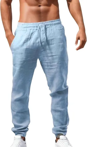 Cotton Linen Pants for Men Summer Lightweight Breathable Trousers Loose and Light Pant House Streetwear