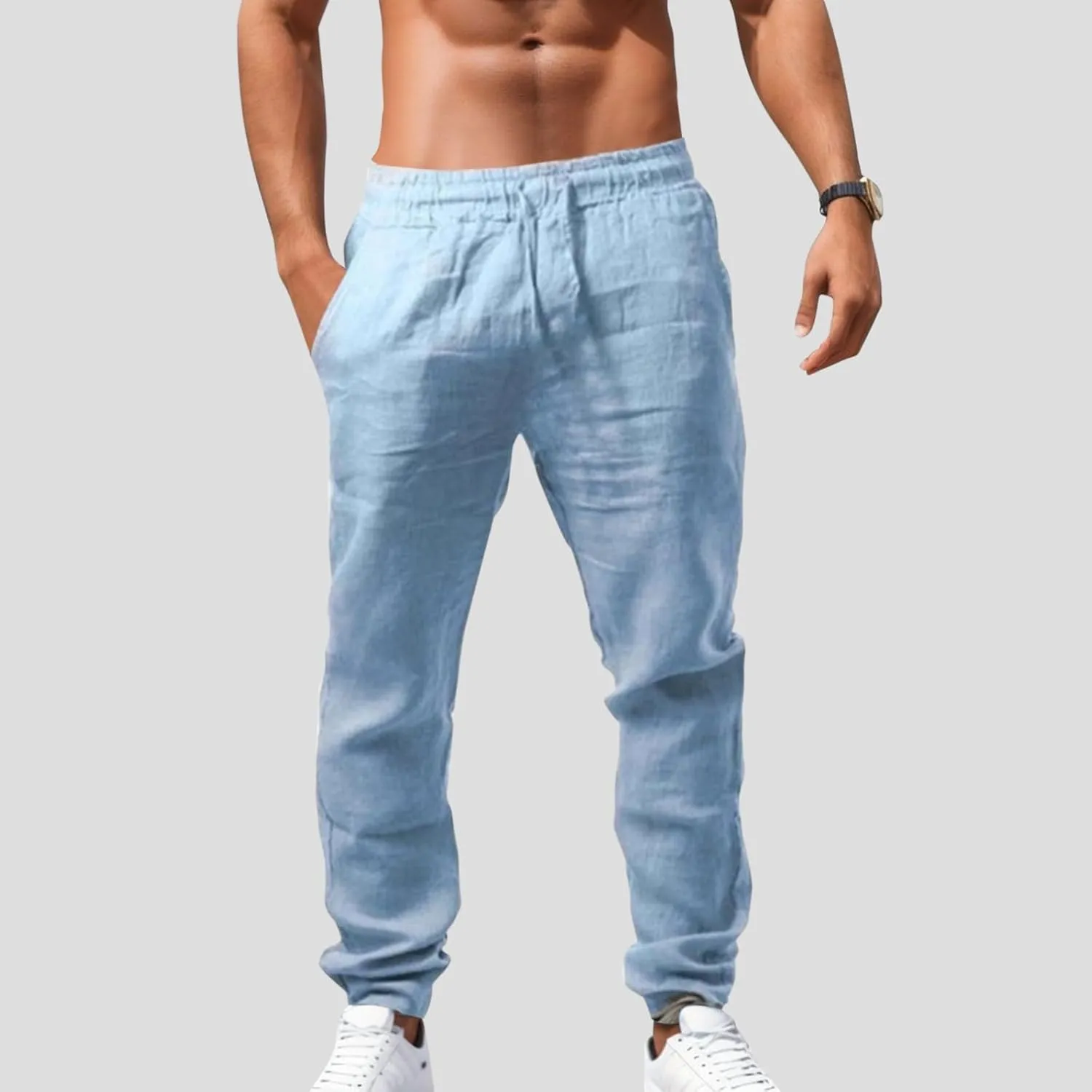 Cotton Linen Pants for Men Summer Lightweight Breathable Trousers Loose and Light Pant House Streetwear