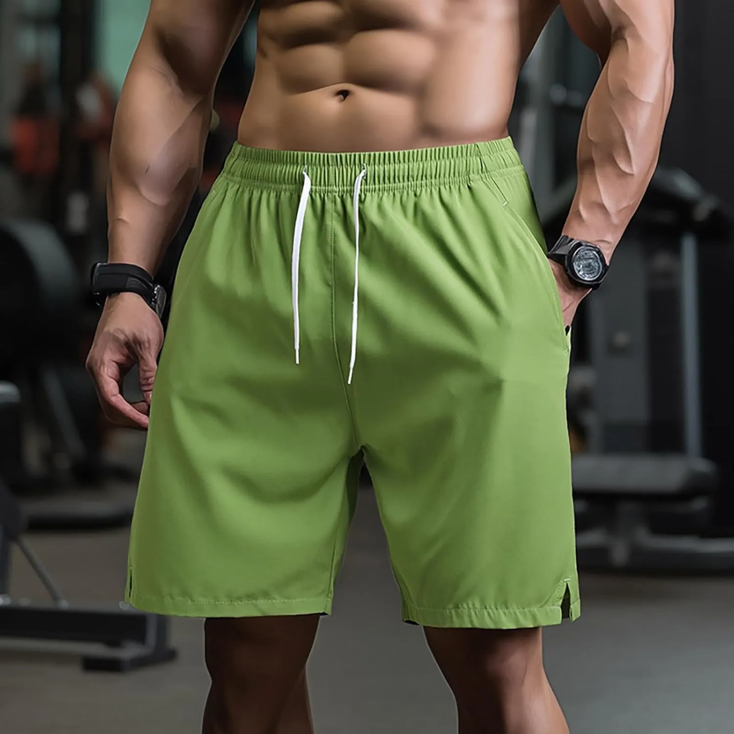 CRNTCEM Men's Quick Dry Athletic Running Shorts Lightweight Workout Bodybuilding Gym Training Elastic Wasit Sport Golf Short