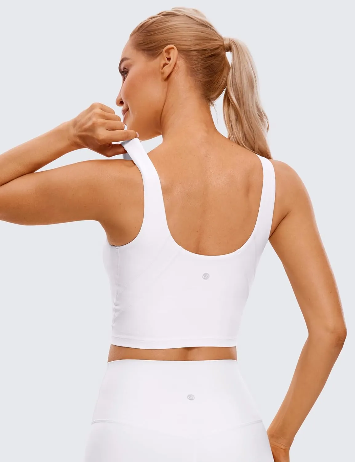 CRZ YOGA Womens U Back Sports Bras Padded High Neck Crop Workout Tank Tops