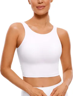 CRZ YOGA Womens U Back Sports Bras Padded High Neck Crop Workout Tank Tops
