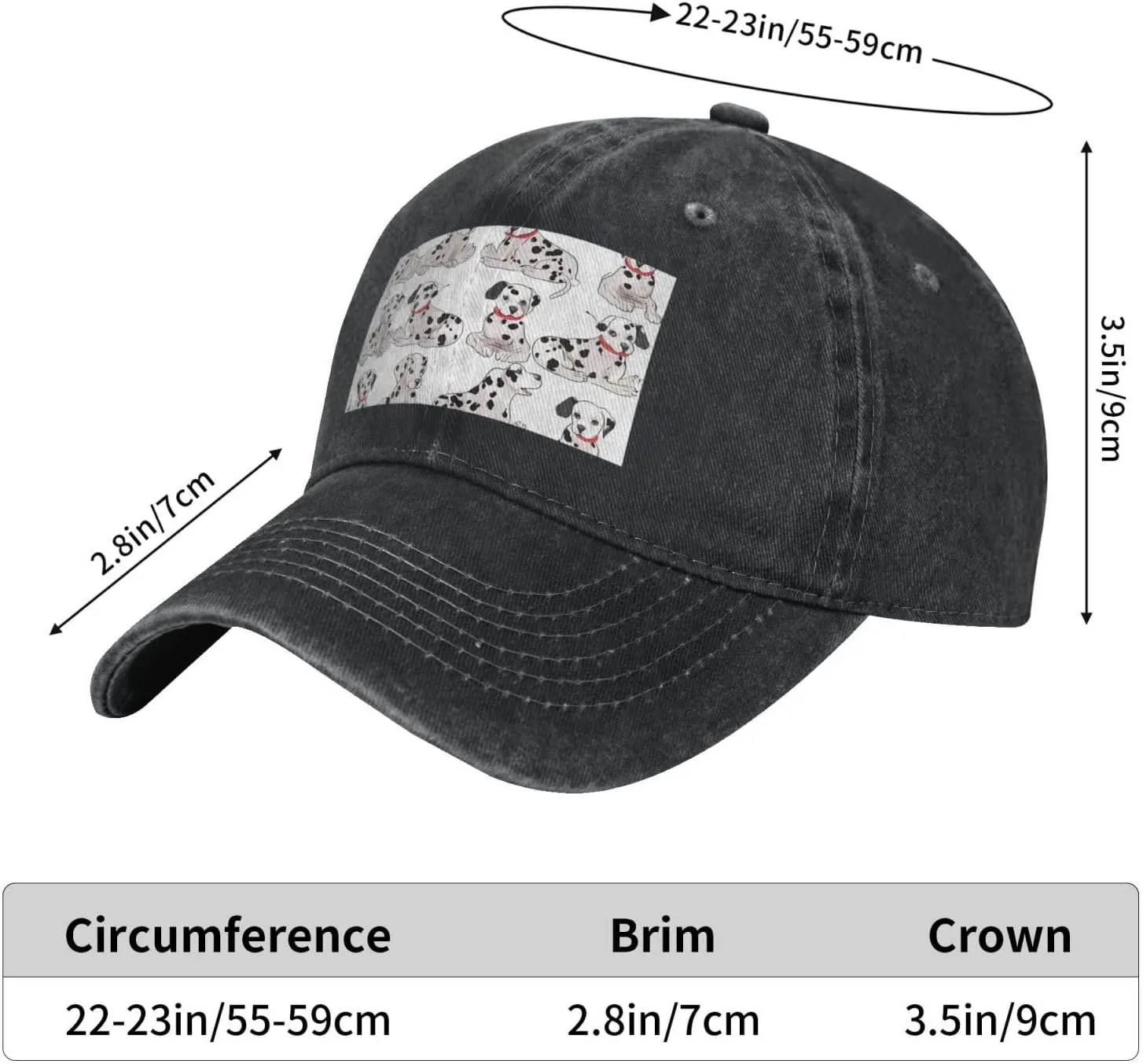 Cute Dalmatian Unisex Baseball Cap Breathable Cotton Trucker Hat Classic Denim Dad Hat Summer Sun Hat
