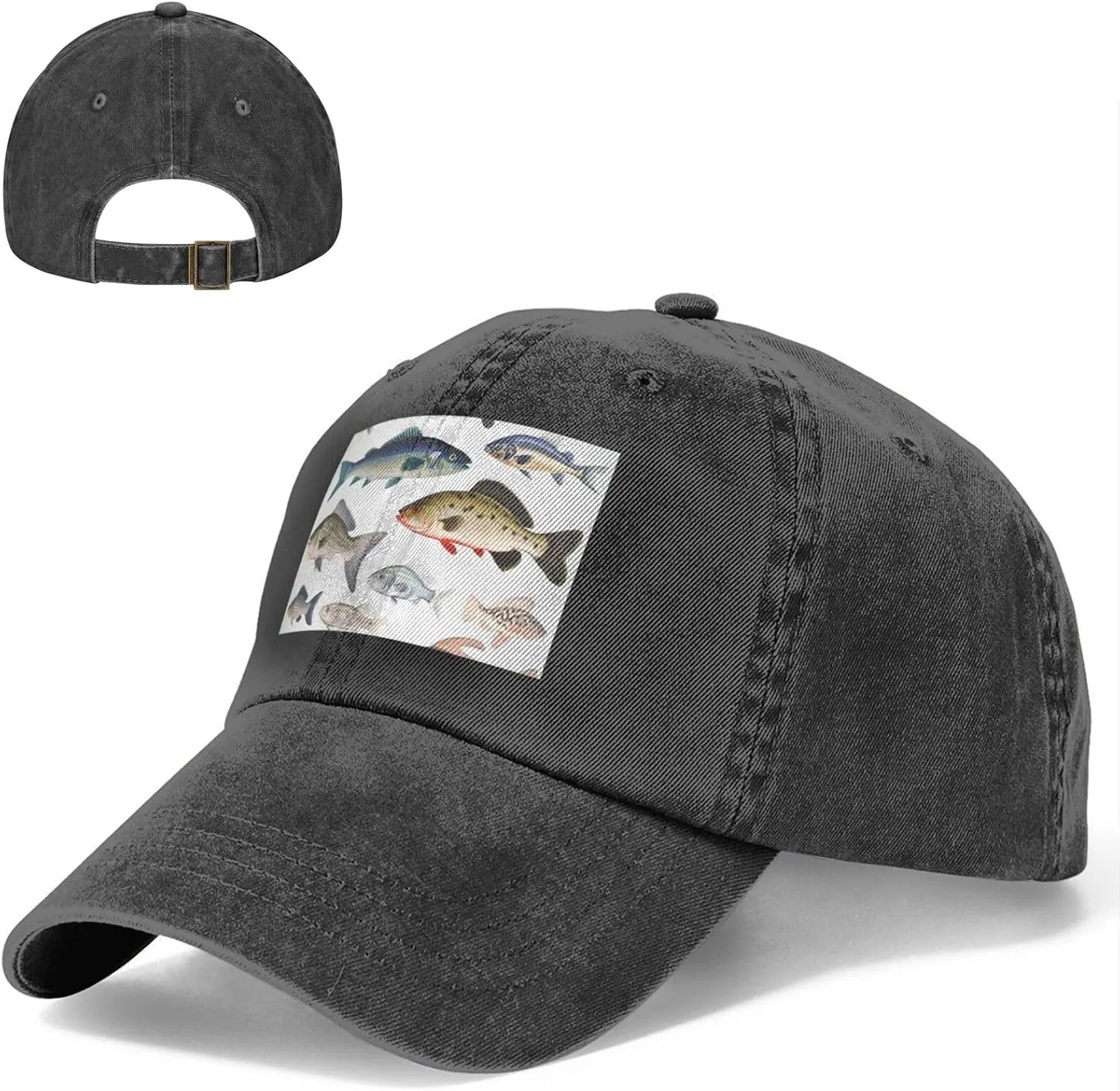 Different Fish Unisex Baseball Cap Breathable Cotton Trucker Hat Classic Denim Dad Hat Summer Sun Hat