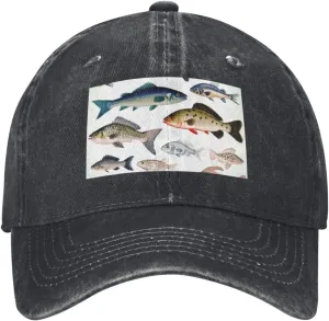 Different Fish Unisex Baseball Cap Breathable Cotton Trucker Hat Classic Denim Dad Hat Summer Sun Hat