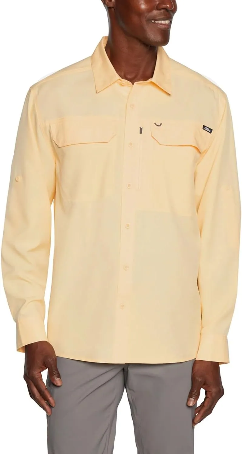 Eddie Bauer Men's Long Sleeve Woven Tech Shirt, UPF 50 Collared Button-Up Shirt, Hiking Fishing & Outdoor Work Shirts for Men