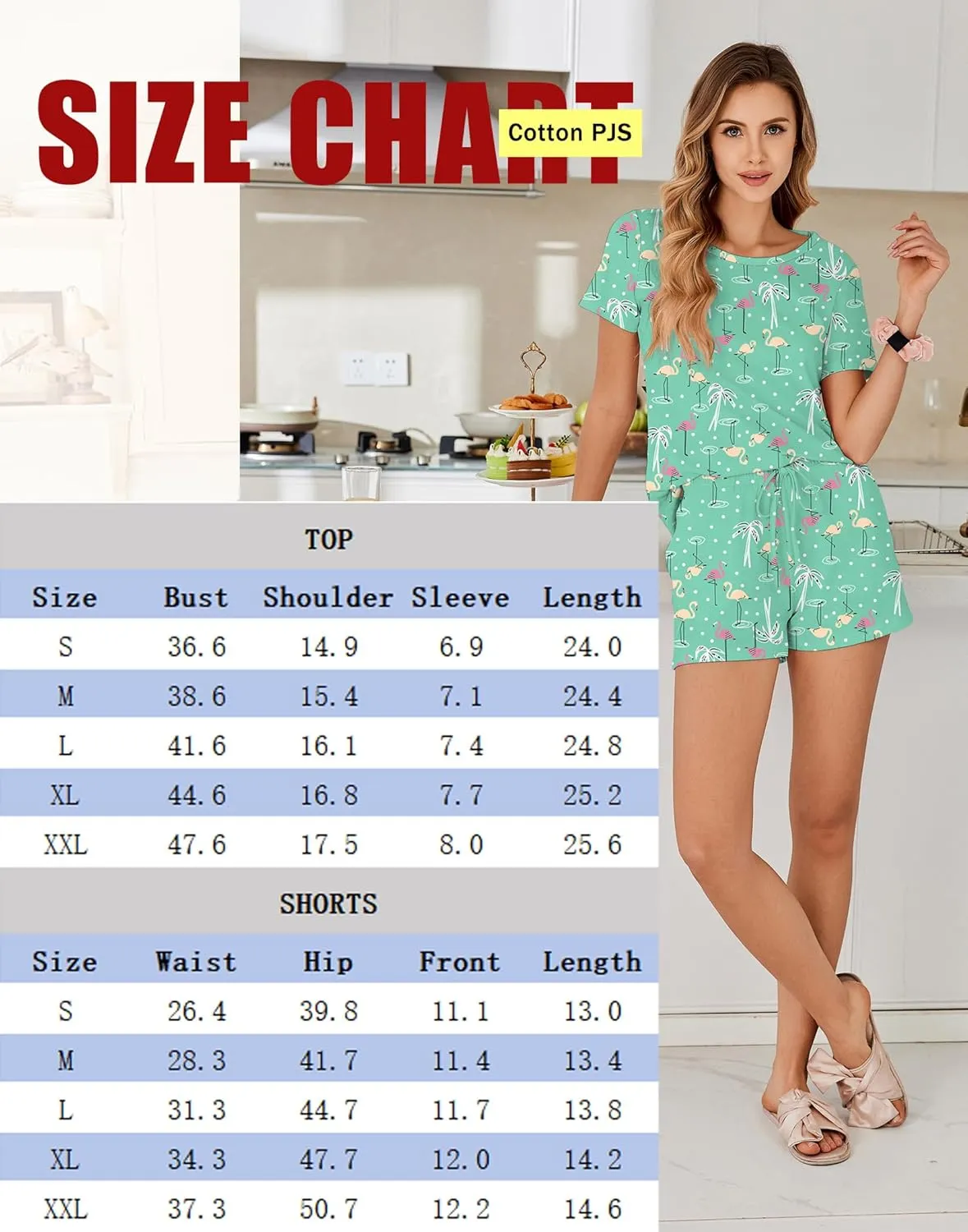 Ekouaer Cotton Pajamas for Women Set Short Sleeve Sleepwear Shorts 2 Piece Lounge Sets Soft Pjs with Pockets