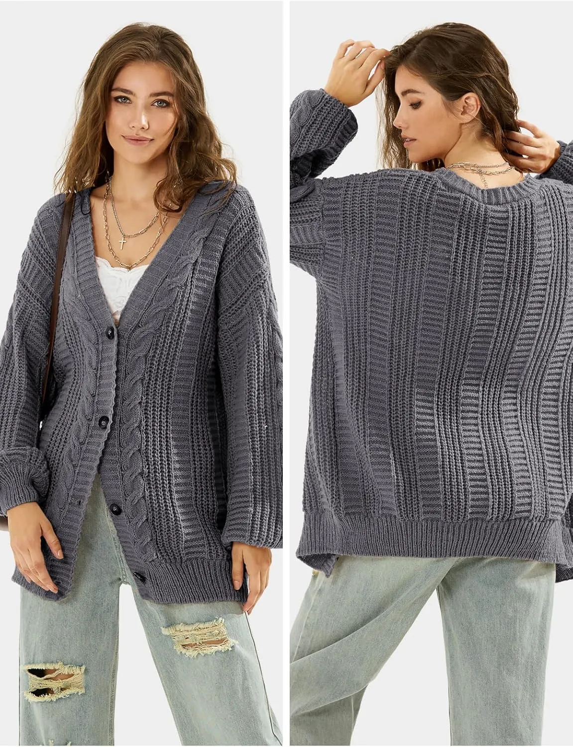 EXLURA Womens 2025 Oversized Cardigan Sweaters Fall Winter Lightweight Soft Knit Cardigan Open Front Button Outwear Coats