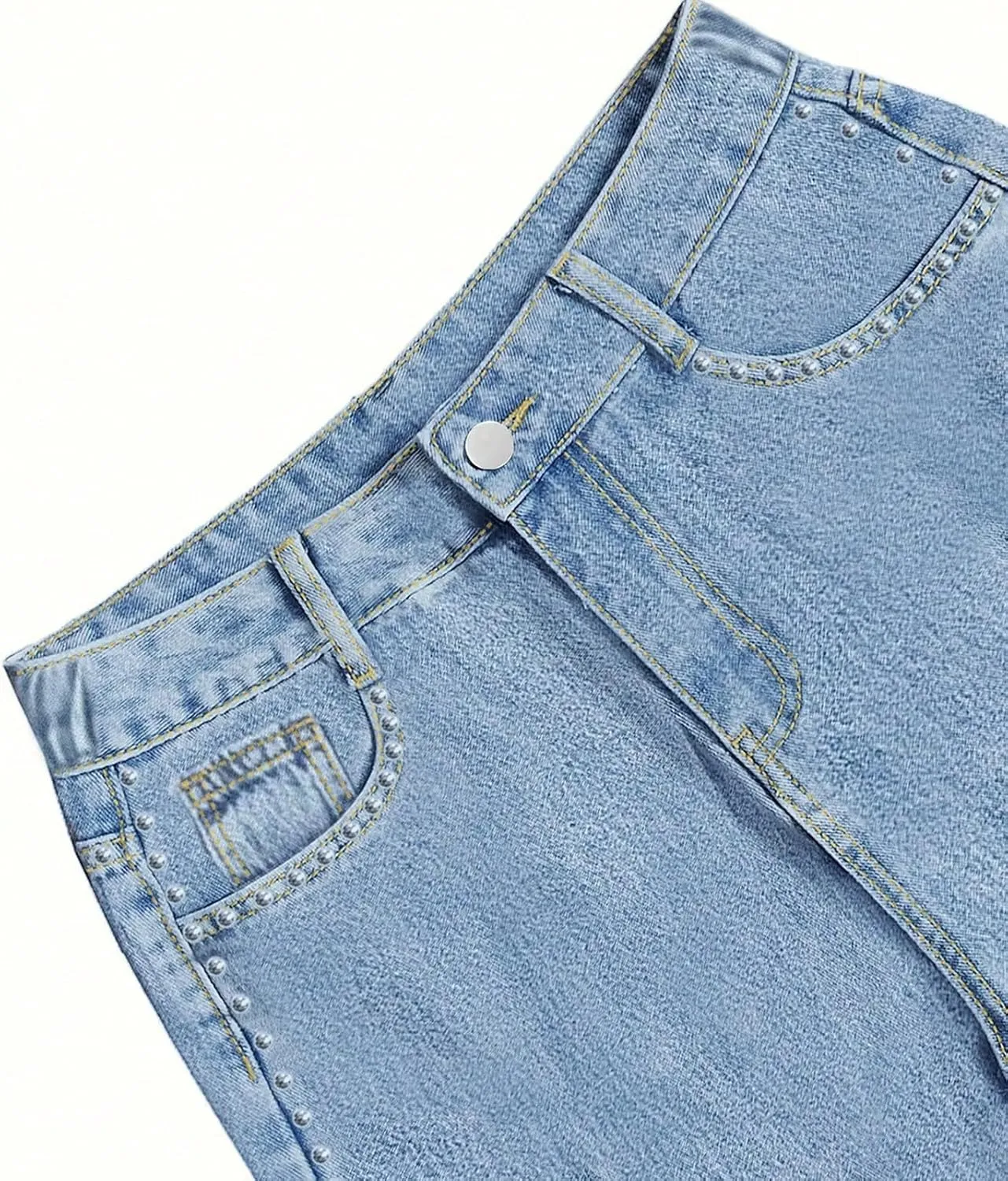fanmpghleoo Wide Straight Leg Jeans for Women Trendy Baggy High Waisted Jeans Summer Casual Light Denim Trousers with Pockets