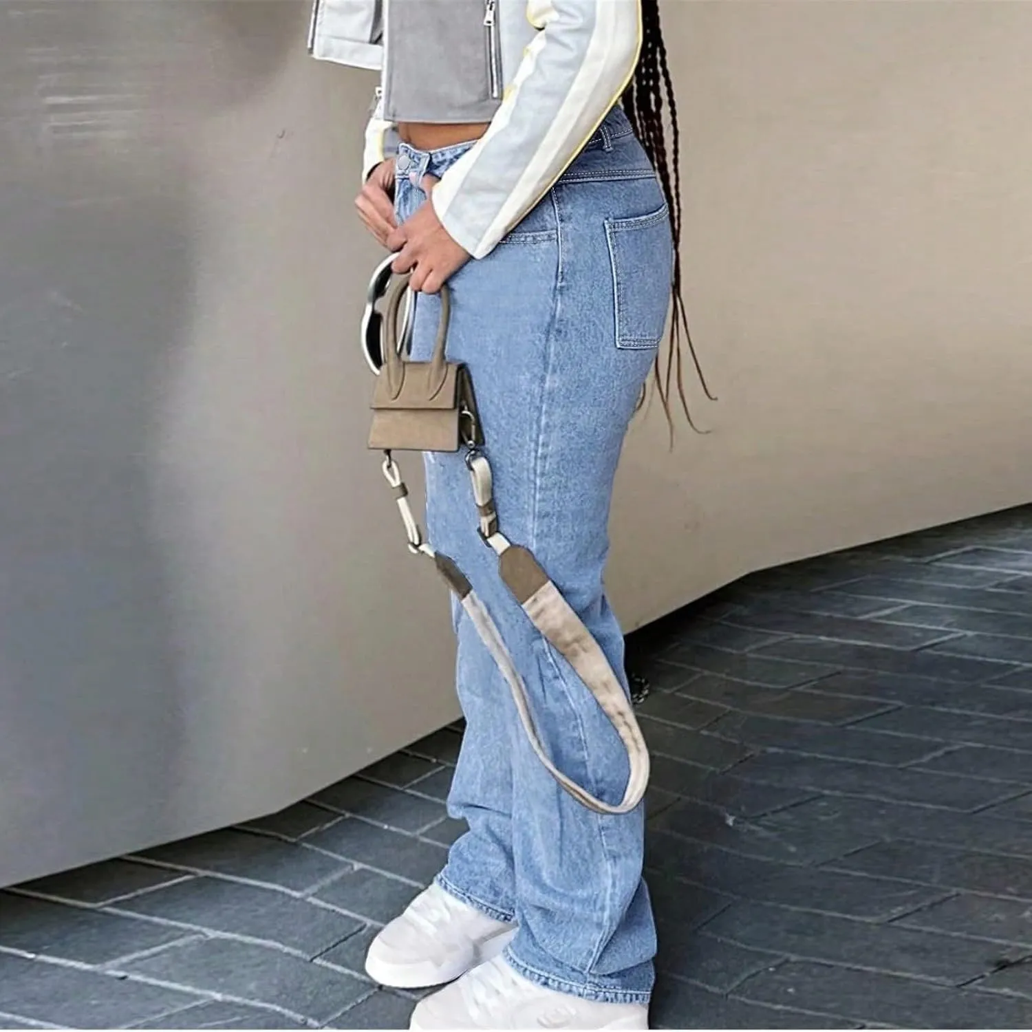 fanmpghleoo Wide Straight Leg Jeans for Women Trendy Baggy High Waisted Jeans Summer Casual Light Denim Trousers with Pockets