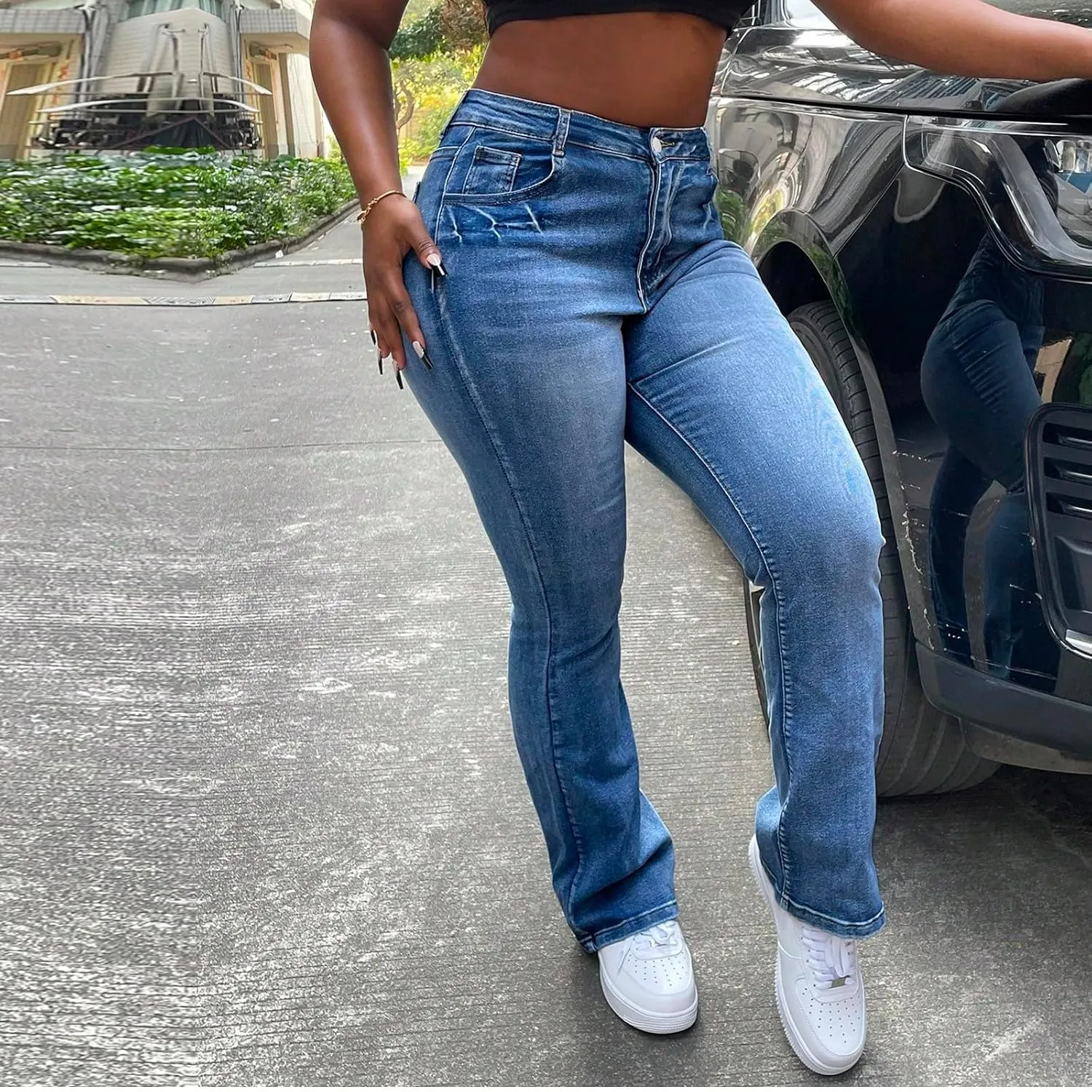 fanmpghleoo Wide Straight Leg Jeans for Women Trendy Baggy High Waisted Jeans Summer Casual Light Denim Trousers with Pockets