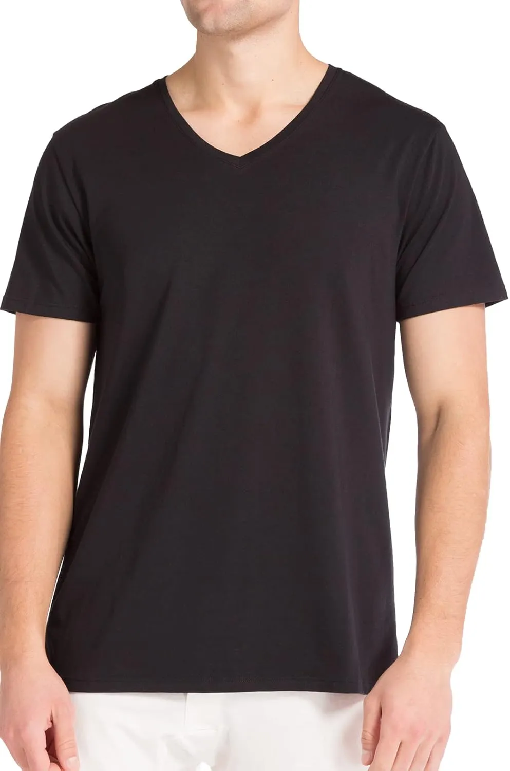 Fishers Finery Men's Classic V-Neck Comfort Soft Keep Tucked Undershirt - Breathable Cotton Modal Blend T-Shirt