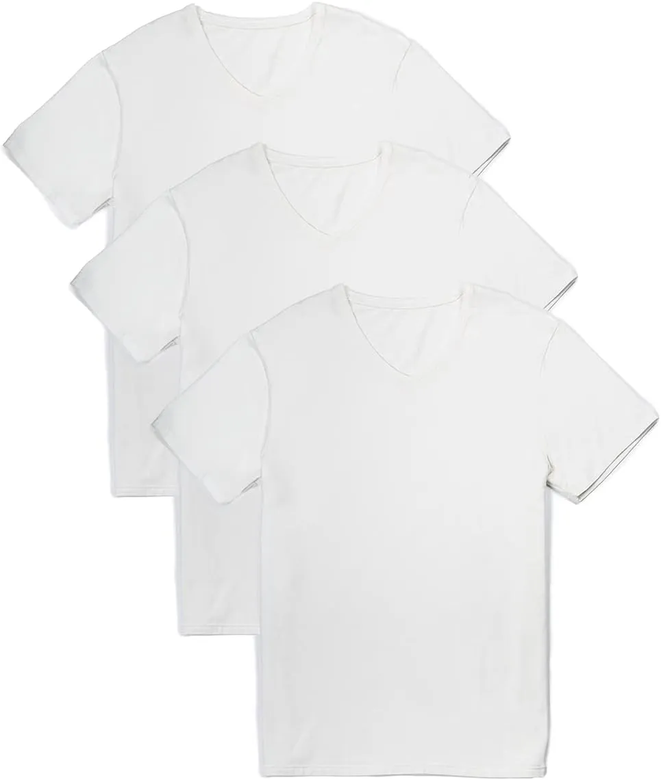 Fishers Finery Men's Classic V-Neck Comfort Soft Keep Tucked Undershirt - Breathable Cotton Modal Blend T-Shirt