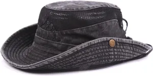 Fishing Hat for Men and Women Breathable Cotton Sun Hat Embroidery Safari Boonie Cap 56-59cm