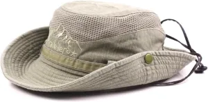 Fishing Hat for Men and Women Breathable Cotton Sun Hat Embroidery Safari Boonie Cap 56-59cm