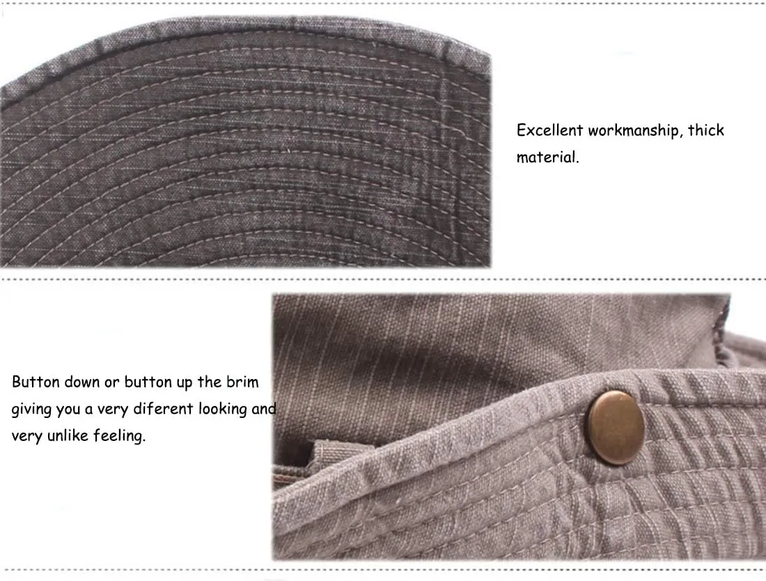 Fishing Hat for Men and Women Breathable Cotton Sun Hat Embroidery Safari Boonie Cap 56-59cm