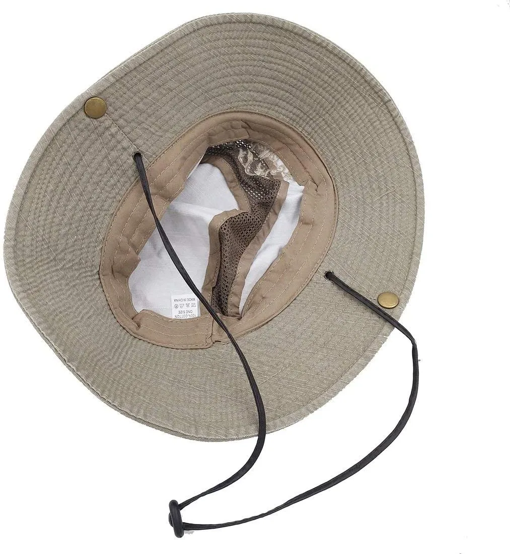 Fishing Hat for Men and Women Breathable Cotton Sun Hat Embroidery Safari Boonie Cap 56-59cm