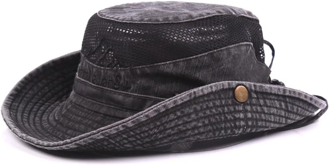 Fishing Hat for Men and Women Breathable Cotton Sun Hat Embroidery Safari Boonie Cap 56-59cm