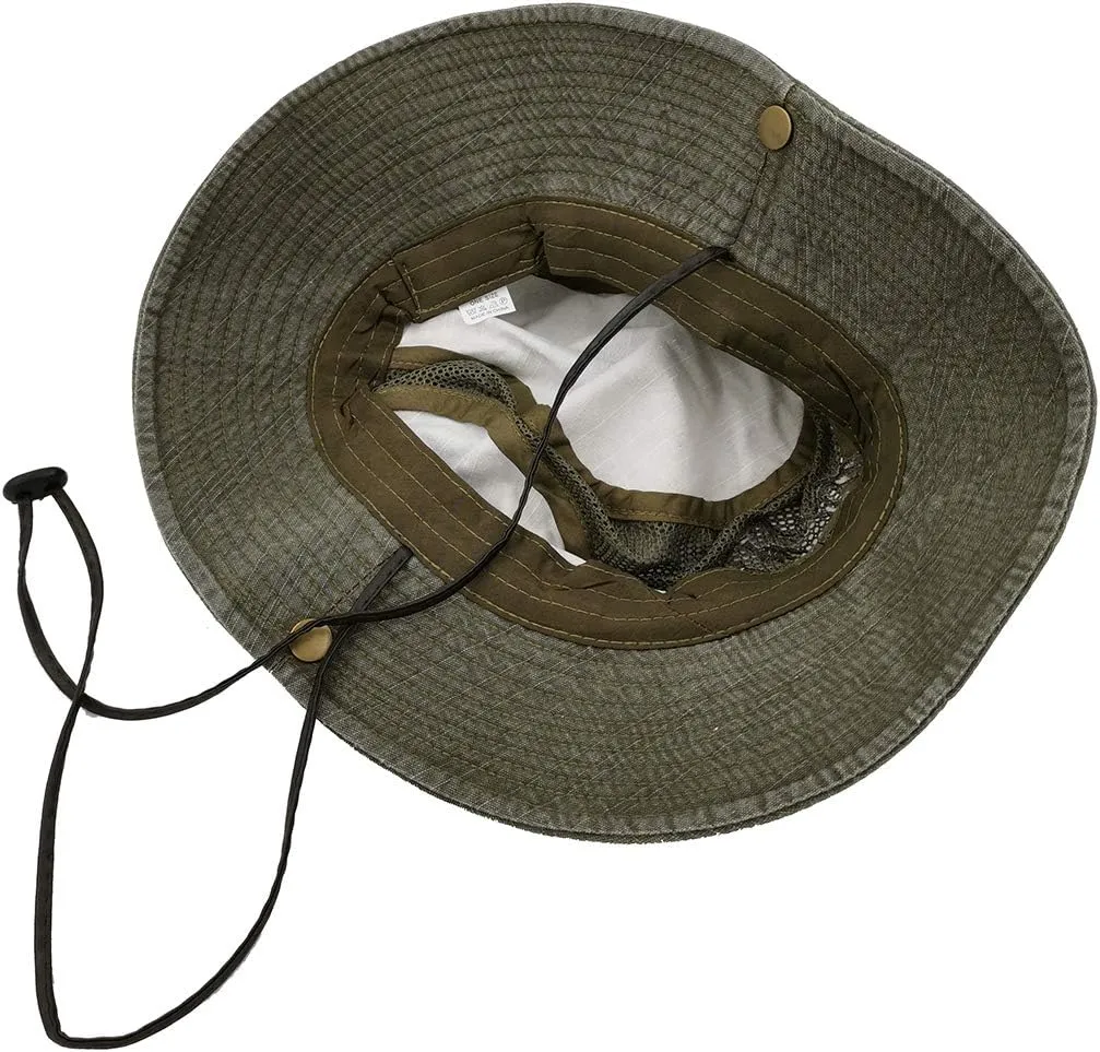 Fishing Hat for Men and Women Breathable Cotton Sun Hat Embroidery Safari Boonie Cap 56-59cm