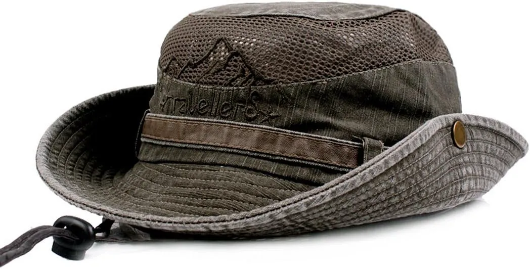 Fishing Hat for Men and Women Breathable Cotton Sun Hat Embroidery Safari Boonie Cap 56-59cm