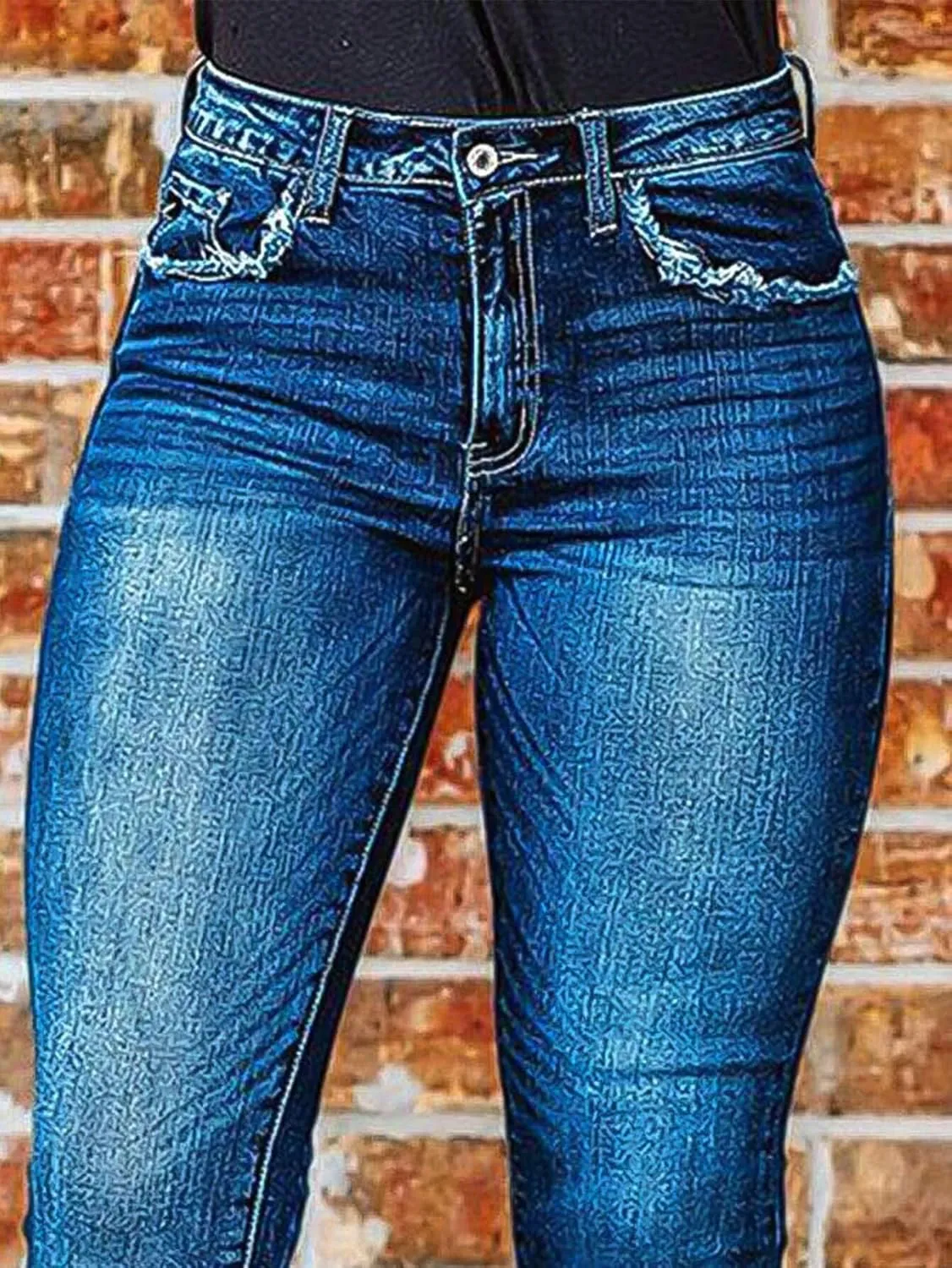 Flamingals Skinny Jeans for Women High Waist Stretchy Jeggings Curvy Wash Raw Hem Vintage Denim Jeans
