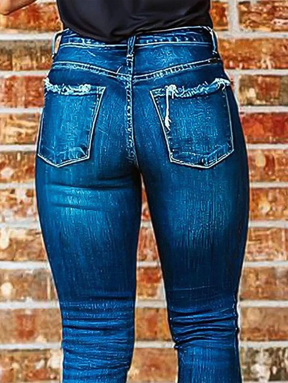 Flamingals Skinny Jeans for Women High Waist Stretchy Jeggings Curvy Wash Raw Hem Vintage Denim Jeans